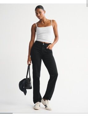 Abercrombie & Fitch High-Rise Straight Jeans - Black Curve love tall